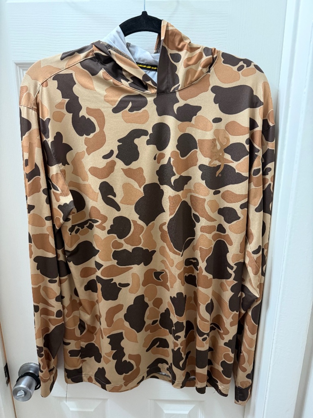 BROWNING LONG SLEEVE HOODED TECH SHIRT - VINTAGE TAN CAMO
